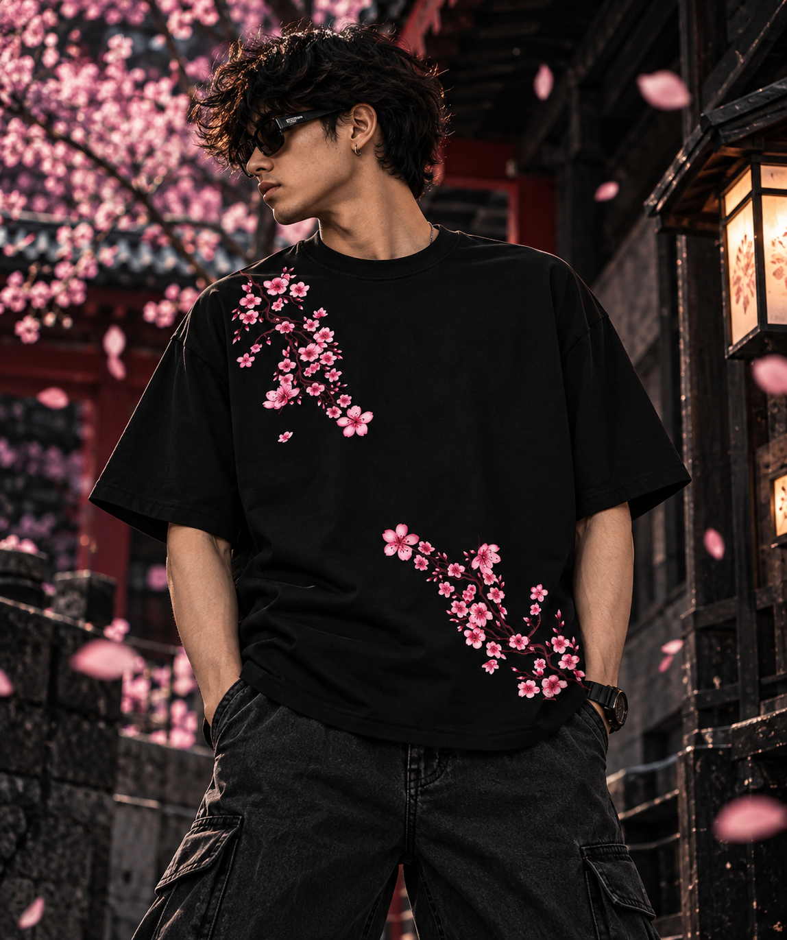 Cherry Blossom Temple Graphic T-Shirt