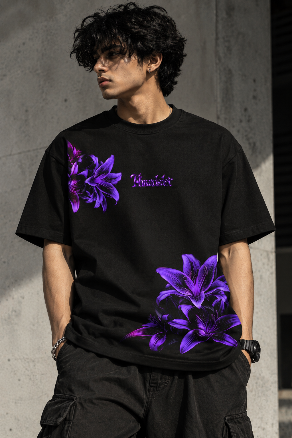 Violet Bloom Oversized T-Shirt