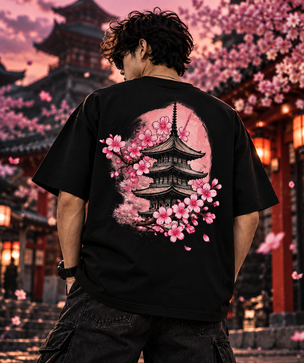 Cherry Blossom Temple Graphic T-Shirt