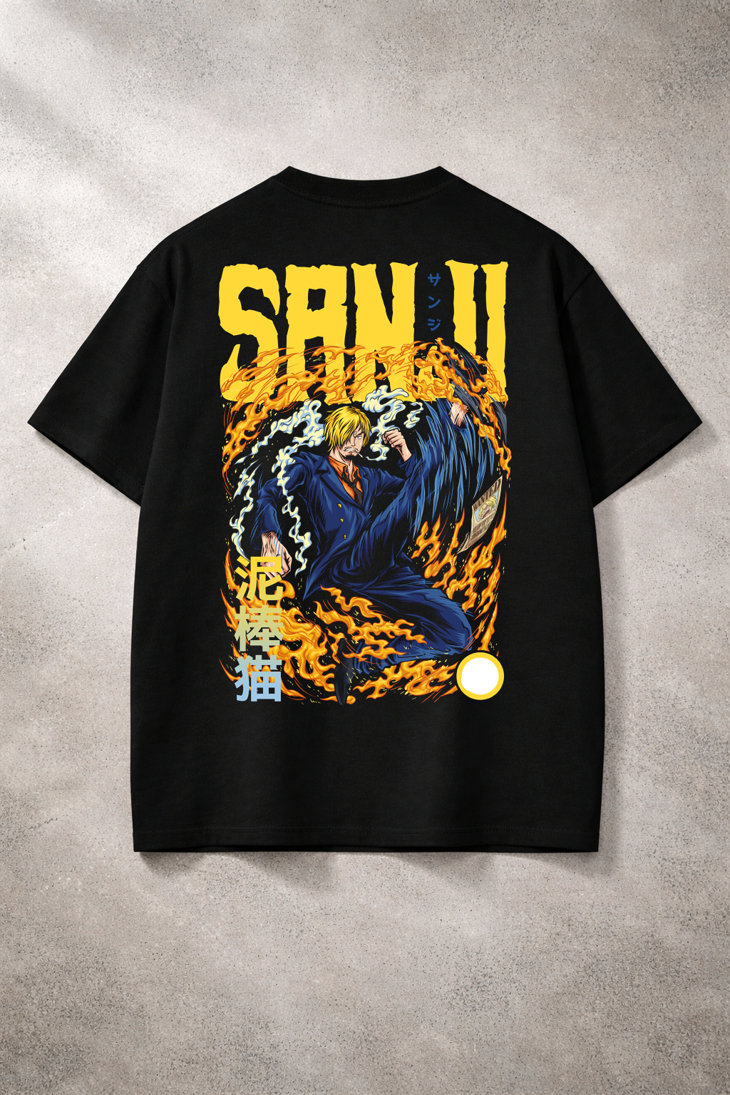 Flame Kick Sanji Oversized T-Shirt Black