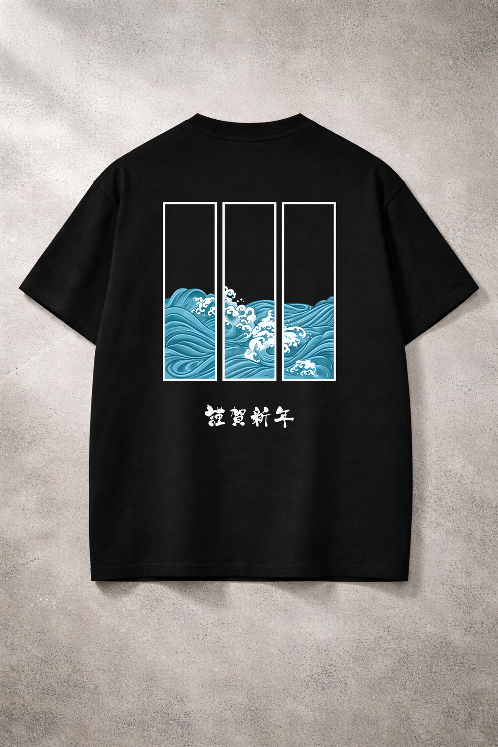 Ocean Frame Wave Oversized T-Shirt Black