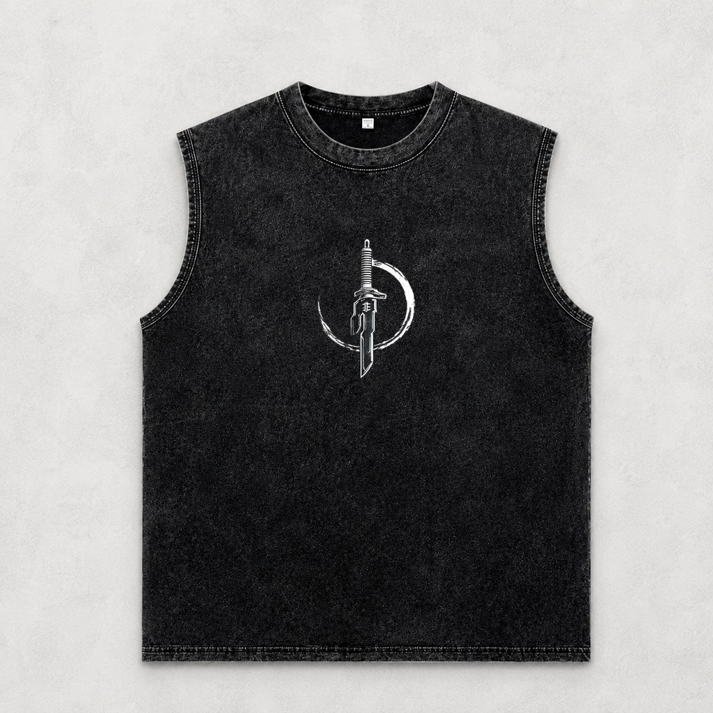 Bound by Steel – Acid Wash Oversized Sleeveless T-Shirt
