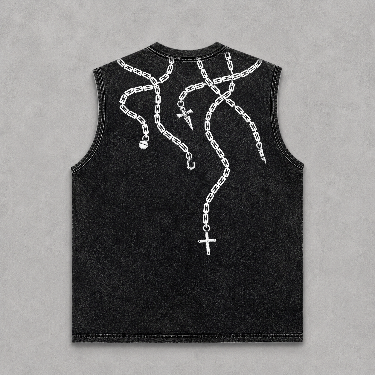 Bound by Steel – Acid Wash Oversized Sleeveless T-Shirt