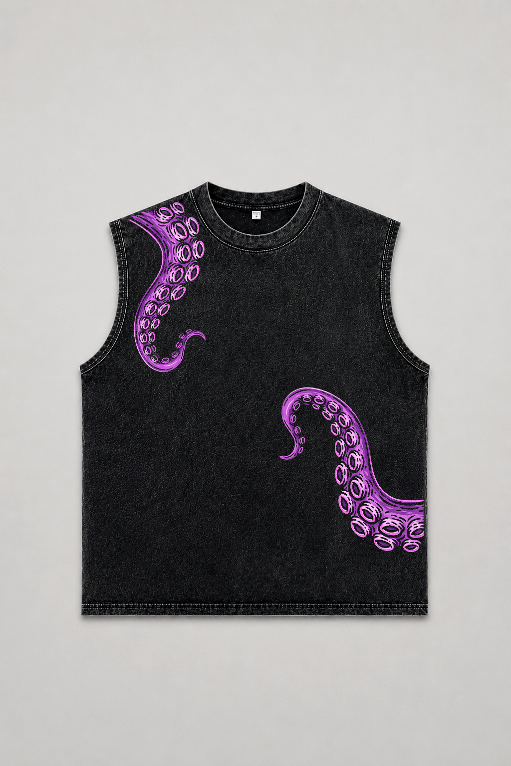 PURPLE TENTACLE ACID WASH OVERSIZED SLEEVELESS T-SHIRT