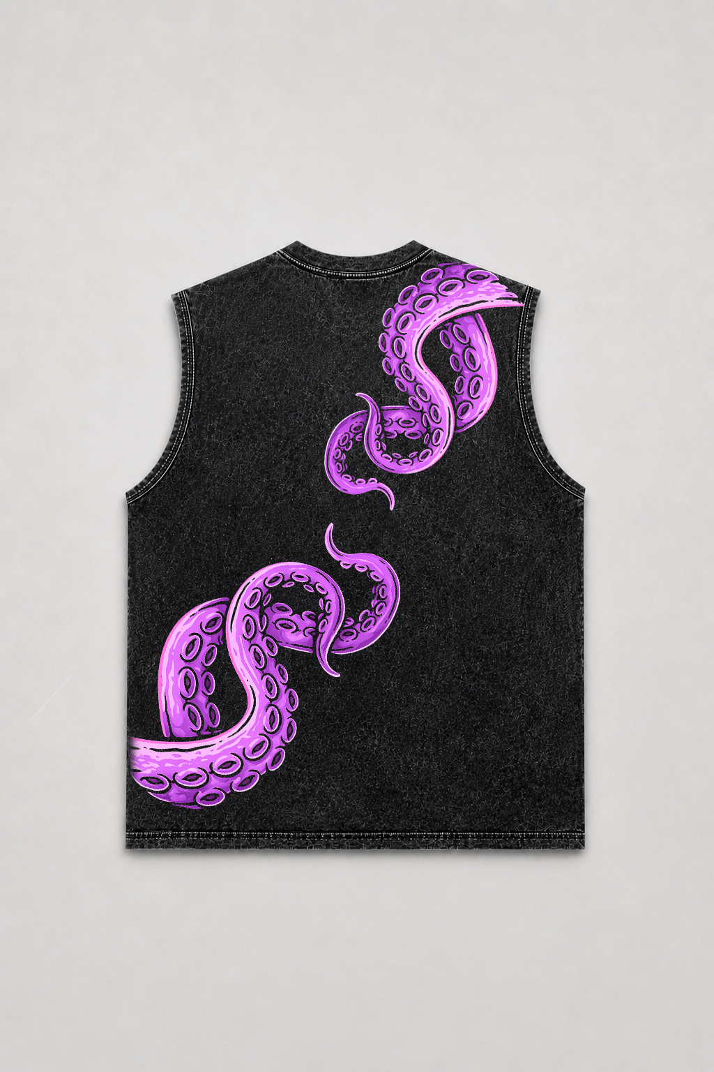 PURPLE TENTACLE ACID WASH OVERSIZED SLEEVELESS T-SHIRT